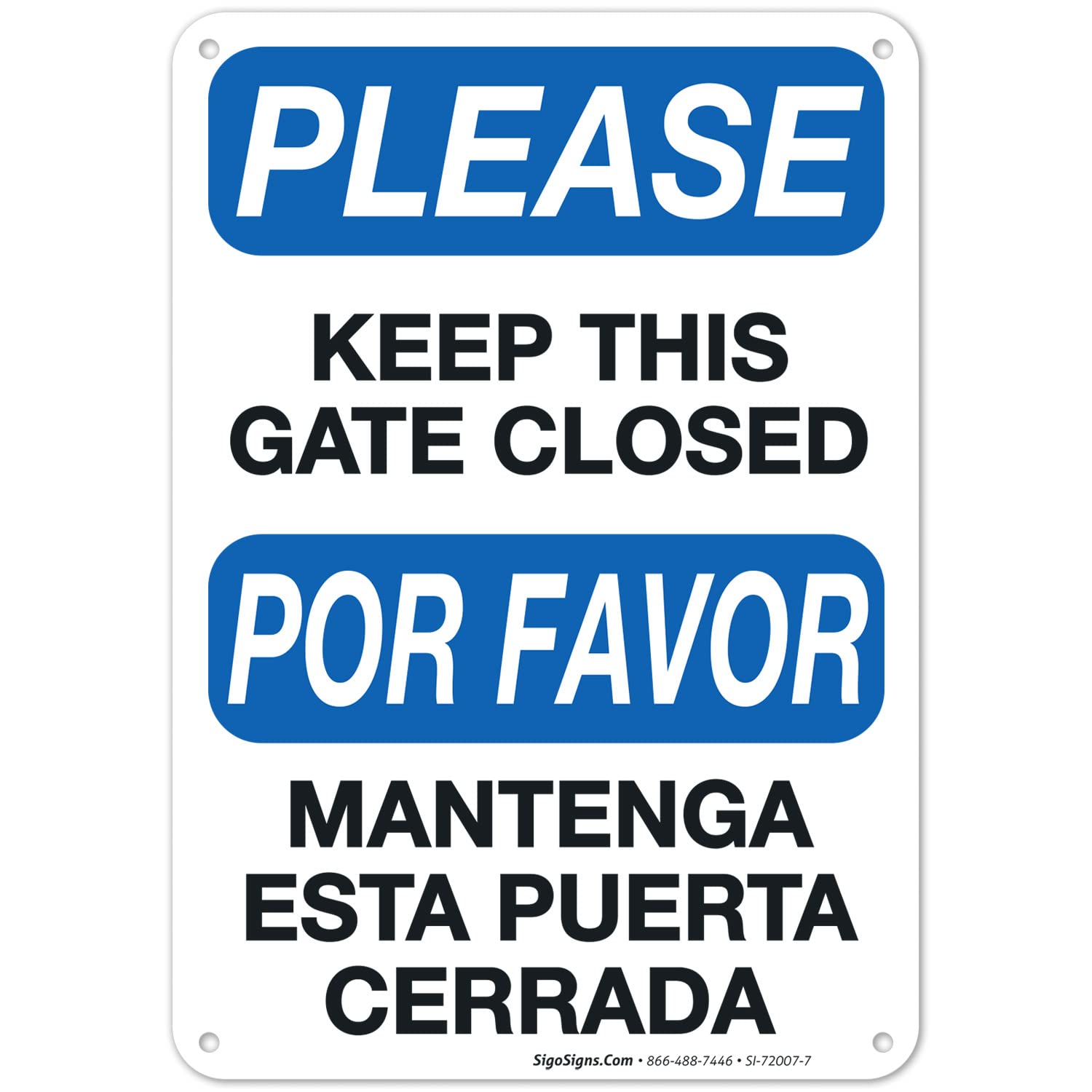 Amazon.co.jp: Sigo Signs Keep Gate Closed 看板 英語とスペイン語の